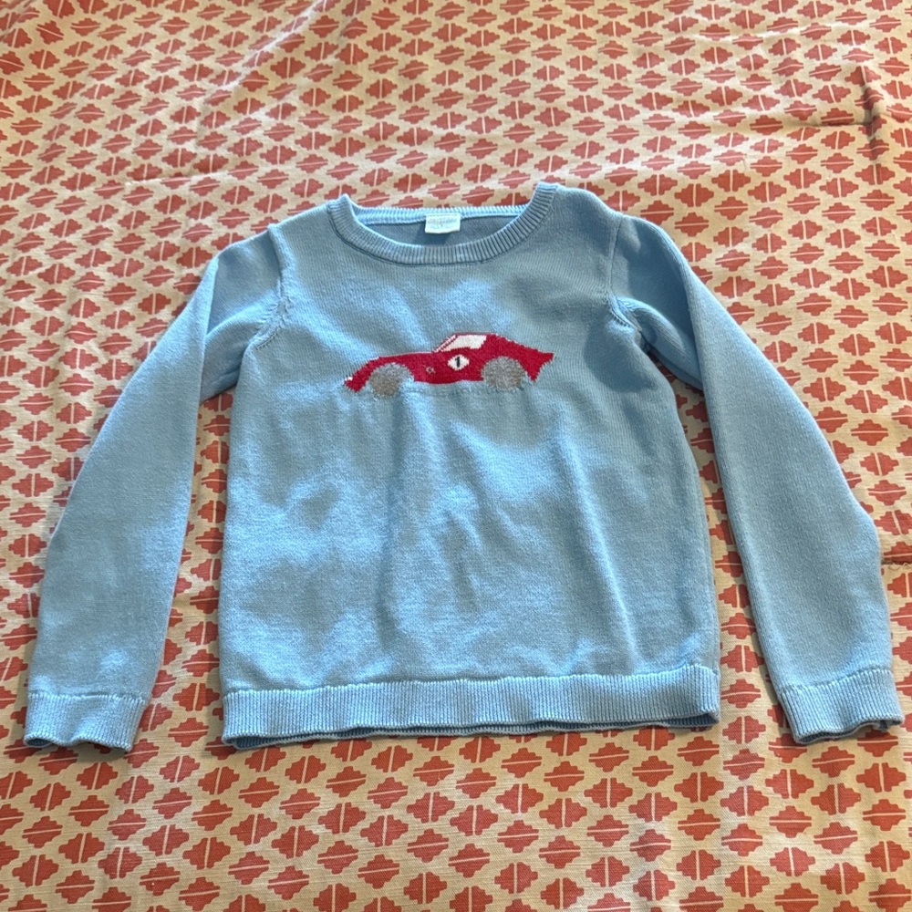 Light Blue Sweater with Red Car Design 5T